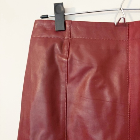SIGRID OLSEN burgundy Leather Skirt sz 8 - Picture 2 of 4